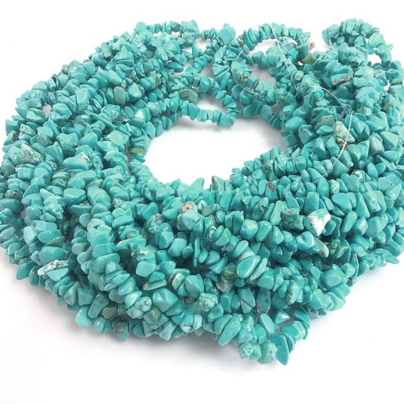 Natural Gemstone Blue Howlite Magnesite Turquoise Chip Stone Beads Assorted  Stones 32 Full Strand Irregular Nugget Freeform Small Gemstone Crystal