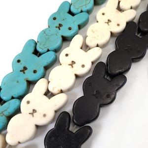 Turquoise Zuni Rabbit Bead Curved Double Side Rabbit Charm, Earrning Jewelry Animal Gemstones Beads 16pcs 27x15mm