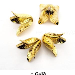 Flower Bead Caps, Rose Gold, Copper, Antique Brass, 7 Colors Jewelry Finding (4Pcs) image 7