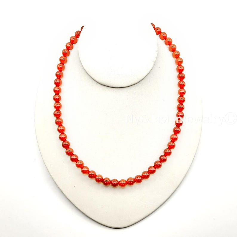 Orange Carnelian Beaded Necklace, Natural Gemstone, Healing Crystal immagine 1