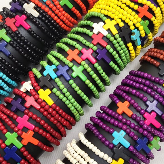 Multicolored Beaded Cross Bracelet Multicolored Beaded Cross Bracelet