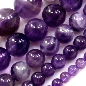 Purple Amethyst Beads Genuine Natural Gemstone Round Loose Beads 3mm 4mm 6mm 8mm 10mm 12mm 15&quot; Strand Bulk Lot