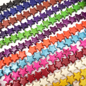 Colorful Star Turquoise Beads, 15" Strand, Jewelry Supplies 12mm 15mm 20mm