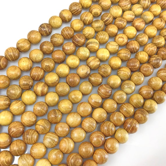 20 Perles En Bois Striées Marron Foncé – Diamètre 8 Mm – Pour Création De Bijoux – Neuf