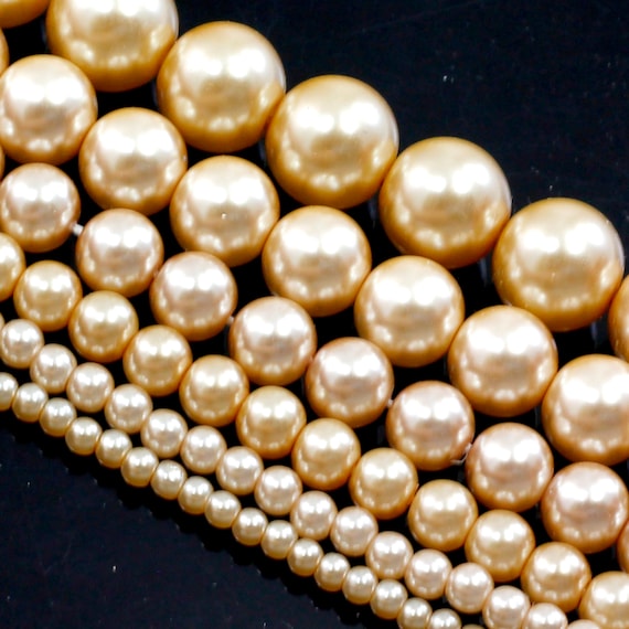 Champagne Glass Pearl Beads - 4mm - 50 Count