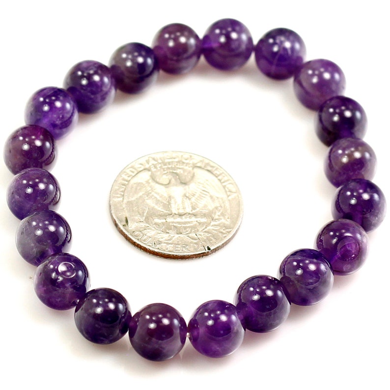 Handmade Natural Gemstone Amethyst Bracelet Round Beads | Etsy