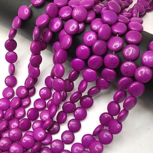 Violet Red Coin Turquoise Bead Gemstones Howlite Disc Bead, MM Spacer Loose Beads 15&quot; strand 10mm 12mm 20mm Magenta Bead Supplies