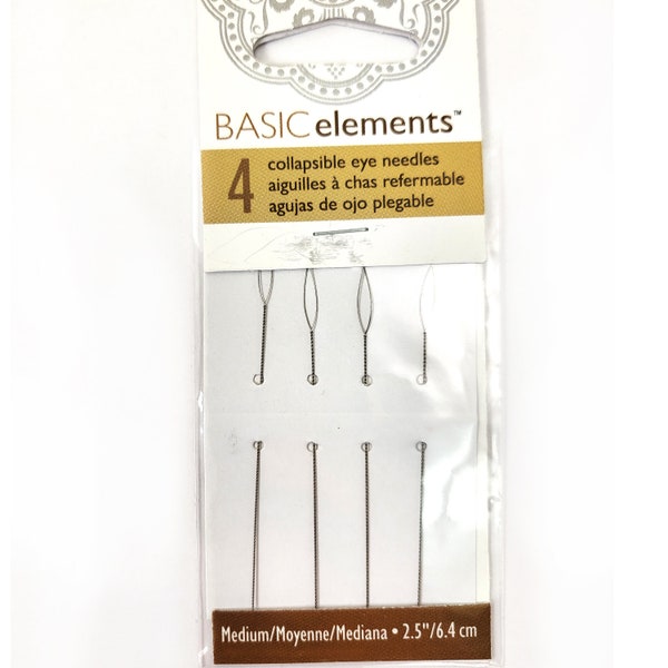 Beadsmith® Pack of 4 Basic Elements FINE Collapsible Eye Needles, 4 Needles Per Pack, 2.5 Inches, Beading Tool Supplies The BeadSmith