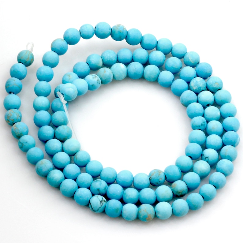 Full inch Strand Jewelry Necklace Bracelet Frosted Bead USA Gemstone Blue Magnesite Turquoise Matte Round Loose Beads 15 4 6 8 10 12