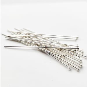 1.5'' 24 Gauge 20pcs Sterling Silver Headpins – Jewelry Findings for Crafting & Beading Supplies