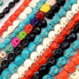 7mm Halloween Skull Beads, Turquoise Howlite Bone Decor (15" Strand) bild 2