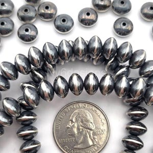 Handmade High Quality Navajo Saucer Pearl .925 Sterling Silver Seamed Spacer Beads 8x5.2mm 5pcs Unique Silver Beaded for Bracelets&Necklaces