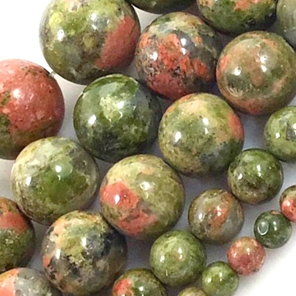 Unakite Bead AA Natural Gemstone Round Loose Bead Green Stone 4mm 6mm 8mm 10mm 12mm 15" Strand