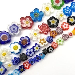 Murano Style Millefiori Round Beads,6mm Flower Glass Beads,8mm Millefiori  Beads,colorful Bulk Beads for Jewelry Making,4mm Millefiori Beads 