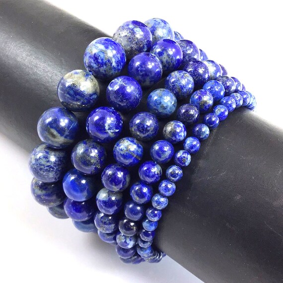 Natural Lapis Lazuli 4mm Beaded Stretch Bracelet – Healing Crystal, Blue Gemstone, Unisex, Handmade With Gift Bag