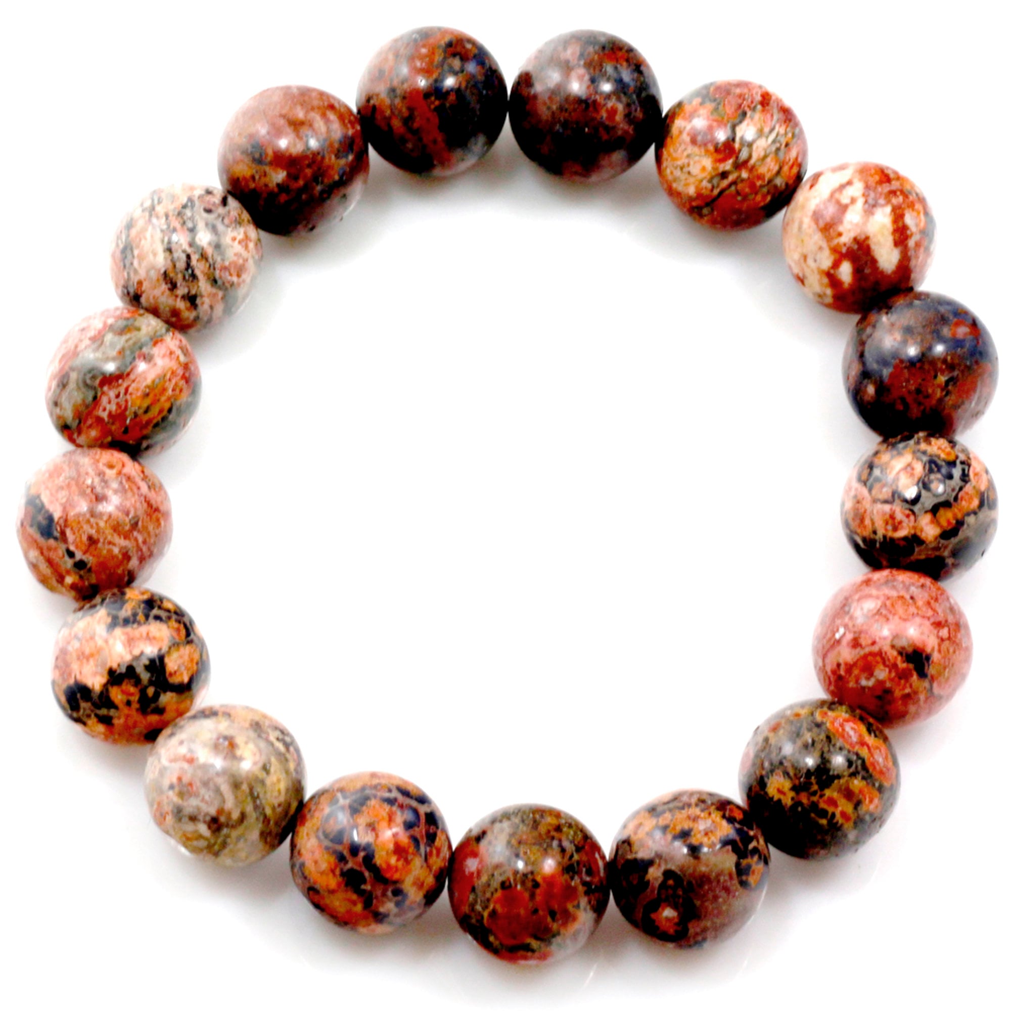 Leopard Skin Jasper Bracelet Stretch Elastic Crystal Healing