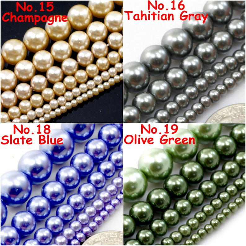 High Quality Multi Color Round Glass Pearl Beads 15 Strand Various Sizes 3mm, 4mm, 6mm, 8mm, 10mm, 12mm Wedding Pearls image 7