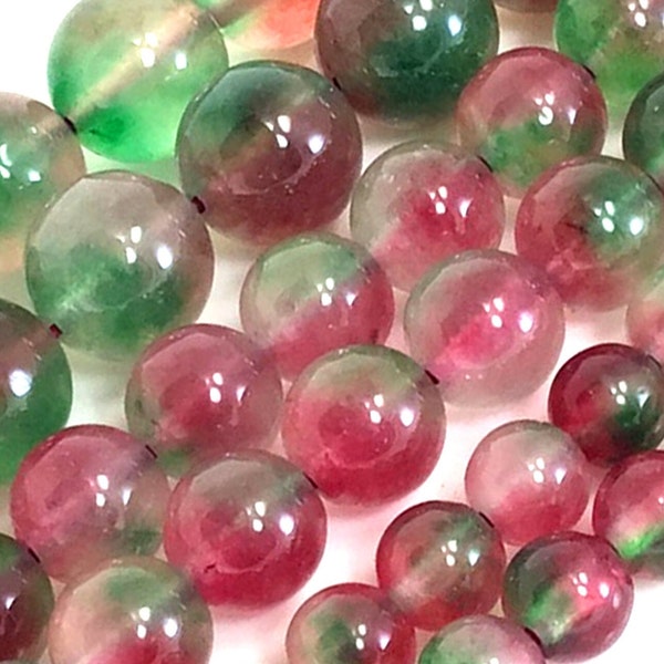 Watermelon Tourmaline Jade Beads High Quality Gorgeous Round Loose Bead Multi Color Jade 4mm 6mm 8mm 10mm 12mm 15" Strand