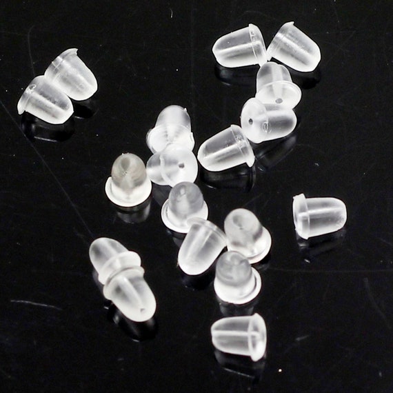 Silicone Rubber Soft Clear Small Earring Backings Clear Plastic Earring Posts Secure Pierced Back Stud Stopper 20pcs Jewelry Supply 10 pairs