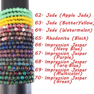 Natural Gemstone Bracelets Round Beaded Stretch Bracelets 7.5" 4mm 6mm 8mm 10mm 12mm Bracelet Women, Men Valentine Healing Crystal