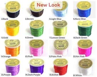 High Quality Japan Import Elastic Cord Crystal String for Beading Premium Stretch Polyester Thread -0.5mm, 150ft - 17 Color Options