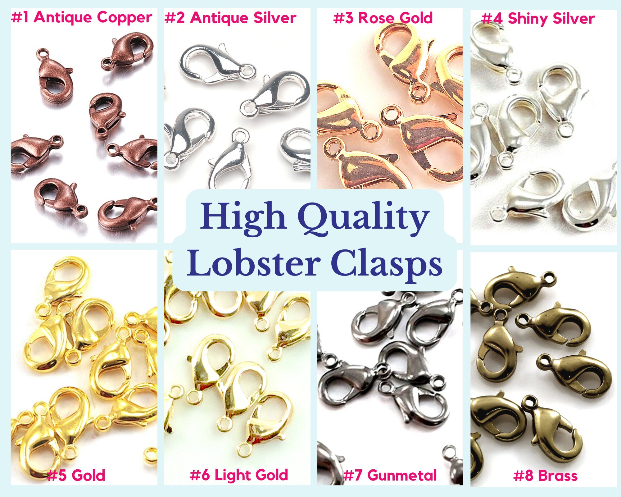 1 Stainless Steel Lobster Clasp Flat Oval Style in 13mm, 14mm, 18mm, 24mm 