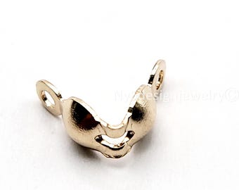 14K Gold Filled Clamshell Bead Tips 3.5x7mm with 1.1mm Hole 4pcs– Knot Cover End Caps for Necklace Bracelet Jewelry Making