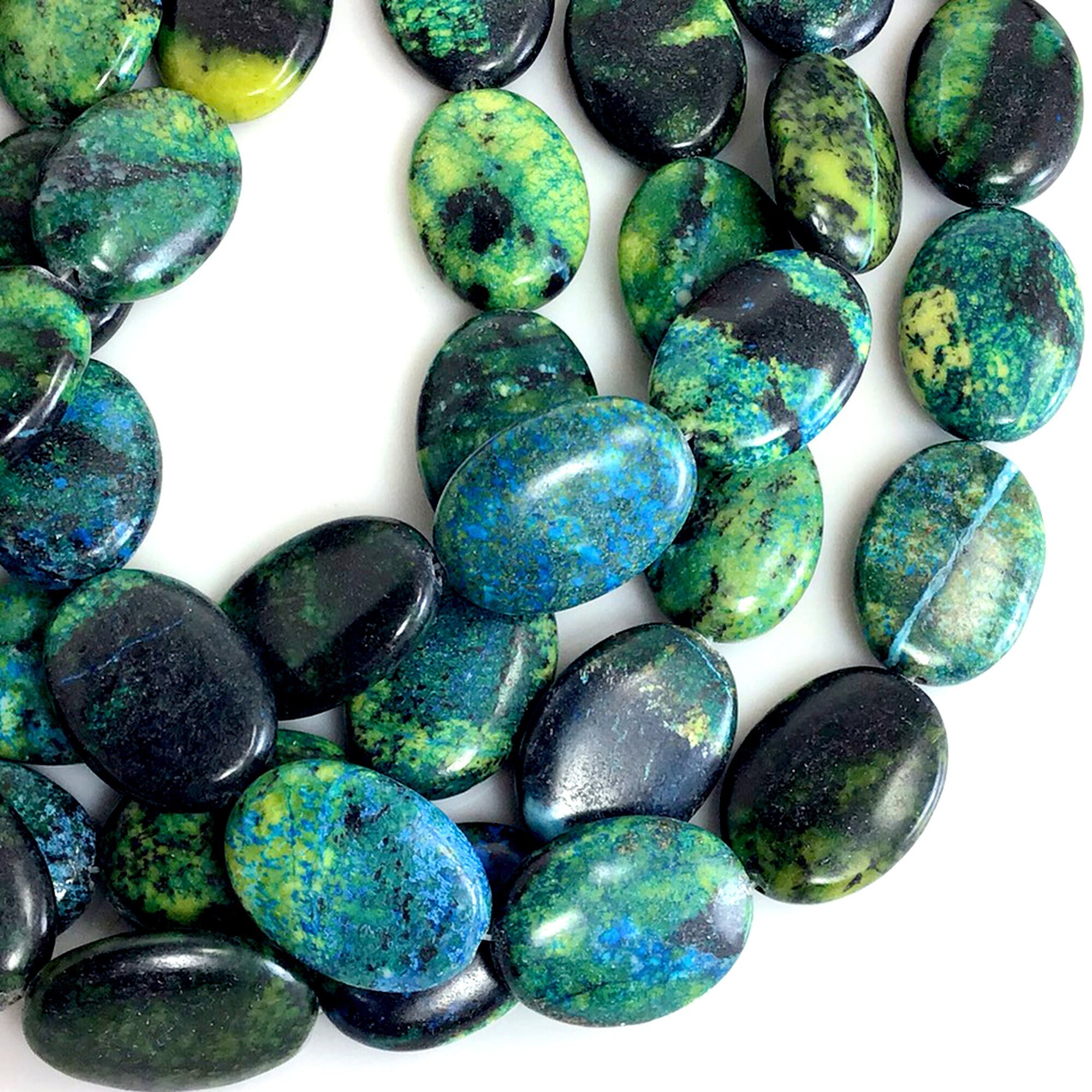 20mm Azurite Chrysocolla Gemstone Loose Beads 15" 