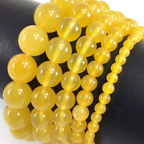 Butter Yellow Jade Bracelet Stretch Elastic Crystal Healing Gemstone Round Beaded for Men,Women 4mm 6mm 8mm 10mm 12mm 7.5"