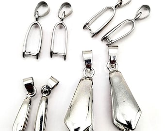 Large Silver Plated Pendant Bail Findings 2pcs 6pcs for DIY Jewelry Making 25x10mm 18x7x4mm