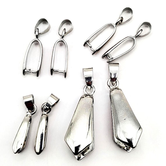Large Silver Plated Pendant Bail Findings 2pcs 6pcs for DIY