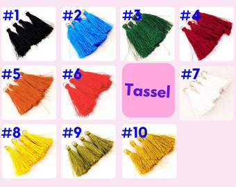 1.5 Inch Long Silk Tassels High Quality with Jump Ring 4pc | Red,Blue,Black,Orange,White,Black,Green,Yellow | Ship from USA