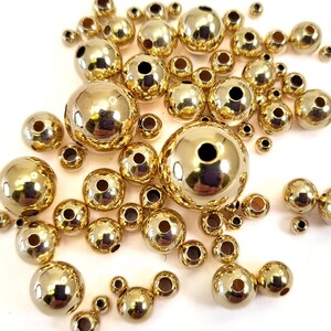 10mm 14K Gold Filled  Seamless Round Beads ONE PC– 2.0mm hole Bright Yellow Gold Spacer Beads for Jewelry Making – Made in USA