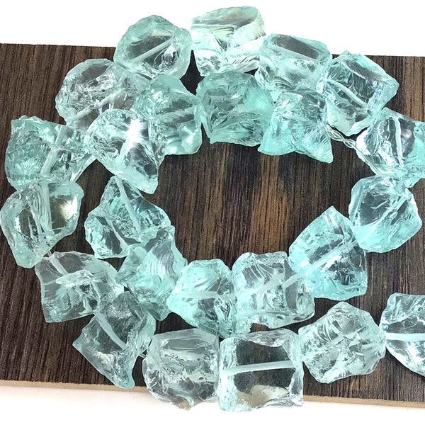 Aqua Blue Crystal Quartz Beads High-Quality Faceted Large Nugget Beads 15" Strand Glass Crystal 18mm-22mm Bulk Lot