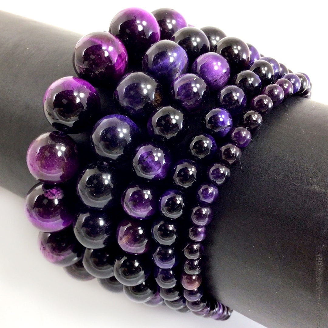 12mm Genuine Natural Black Blue Tiger's Eye Round Beads Bracelets For Women  Stretch Charm Powerful Natural Stone Bracelets - AliExpress