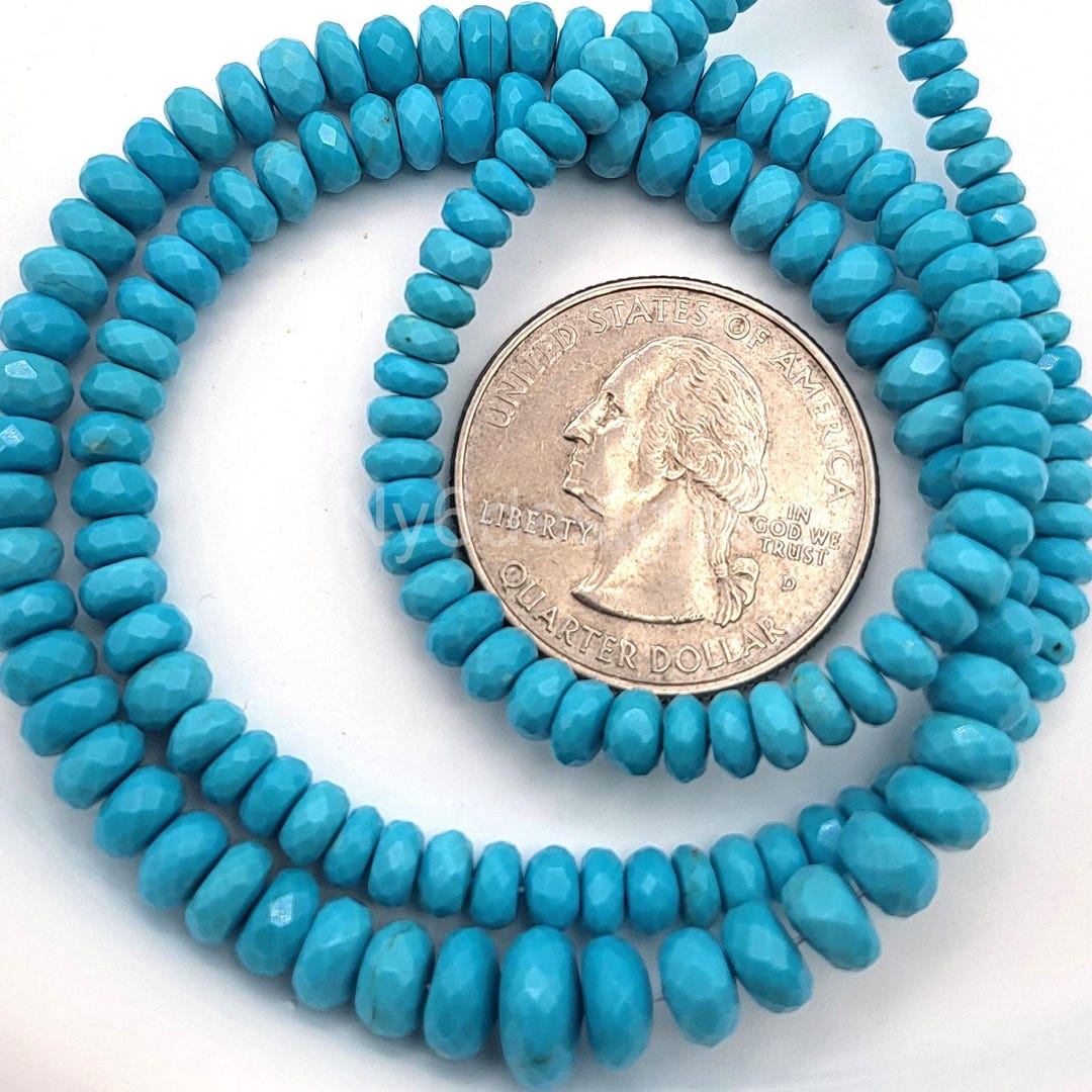 Rondelle Turquoise Naturelle Sleeping Beauty - 218 Carats, 43,6 Grammes, Neuf Sans Emballage