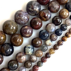 Pietersite Round Gemstone Beads - Golden & Multi-Color, 4mm 6mm 8mm, 14" Strands For Jewelry