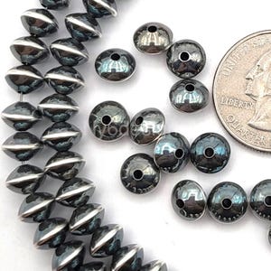 High Quality Navajo Saucer Pearl .925 Sterling Silver Seamed Spacer Beads - 6.7x4.5 mm 5pcs Unique Silver Beaded for Bracelets & Necklaces