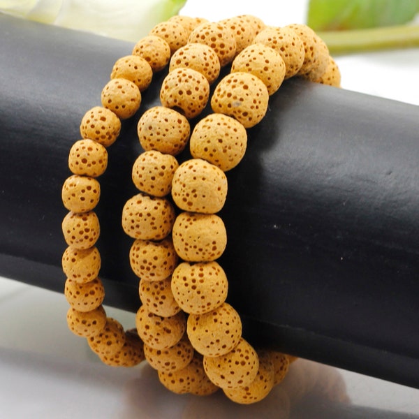 Yellow LAVA Bead Bracelet Handmade Healing Beads 7.5 Essential Oil Bracelet Diffuser Stretch Stress Relief 6mm 8mm 10mm Men Women Bracelet