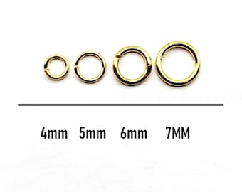 Gold Color Open Jump Rings – 21 Gauge Round Connectors 4mm 5mm 6mm 7mm, Jewelry Findings, Beading Supplies for Jewelry Making