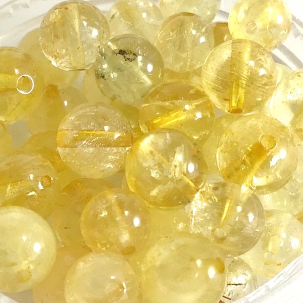 Yellow Citrine Round Beads Grade AA Natural Gemstone Smooth Loose Bead 4mm 6mm 8mm 10mm 12mm Sold by PCS 10 20 50 100 Money Gold Bulk