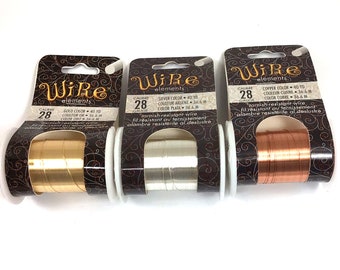 28ga Tarnish Resistant Craft Wire, Gold, Silver, Copper, 40 Yard