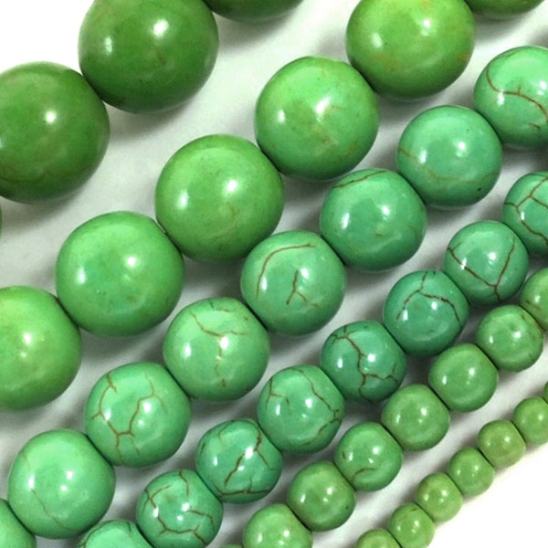 Green Howlite Turquoise Bead Natural Gemstone Round Loose Beads 4mm 6mm 8mm 10mm 12mm 14mm 15" Strand Magnesite Turquoise Raw Stone