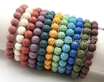 Lava Stone Beaded Bracelet, Handmade Essential Oil Diffuser 7.5" 6-10mm