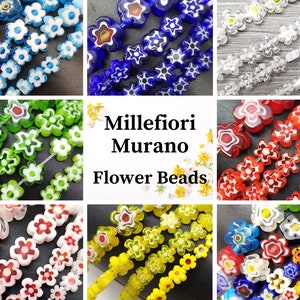 Colorful Flower Millefiori Murano Flower Glass Lampwork Bead Grade AA Christmas Glass Smooth Loose Beads 4mm 6mm 8mm 10mm 15" Strand