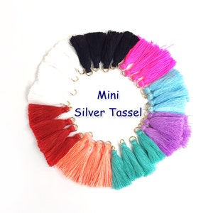 Silk Tassels 1.25 Inch Threaded Silk Tassels with Ring 4 pack of Tassel Pendants |Tassel for Jewelry Making, Earring Making