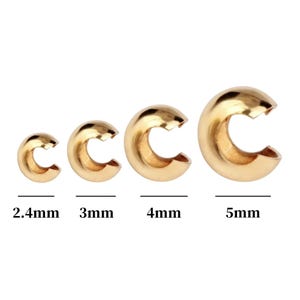 14K Gold Filled Crimp Cover Beads - Jewelry Spacer Findings 2.4mm 3mm 4mm 5mm image 1