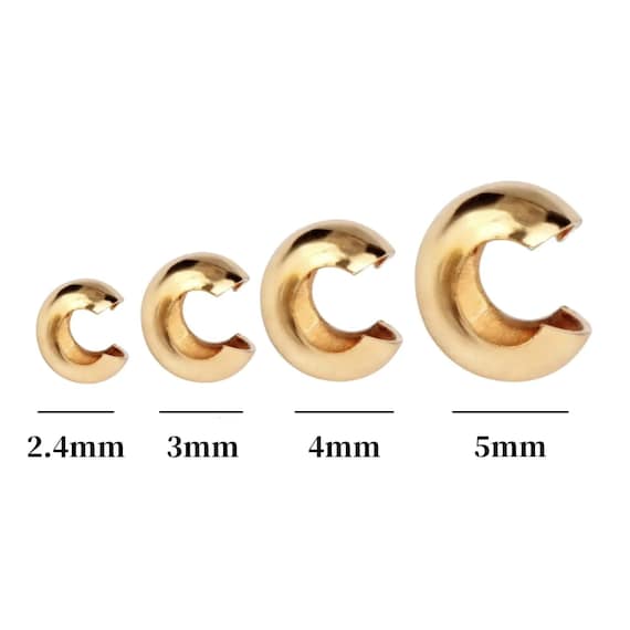 14K Gold Filled Crimp Cover Beads - Jewelry Spacer Findings  2.4mm 3mm 4mm 5mm