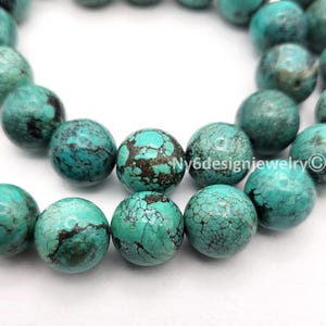Genuine Kingman Turquoise Beads Blue Round Beads 12.5mm 16&#39;&#39; Strand Natural Arizona Turquoise Gemstone High-Quality USA