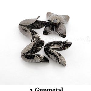 Flower Bead Caps, Rose Gold, Copper, Antique Brass, 7 Colors Jewelry Finding (4Pcs) image 4